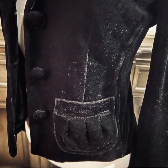 Spencer Jeremy Cropped Black Blazer Velvet PS - Picture 10 of 11